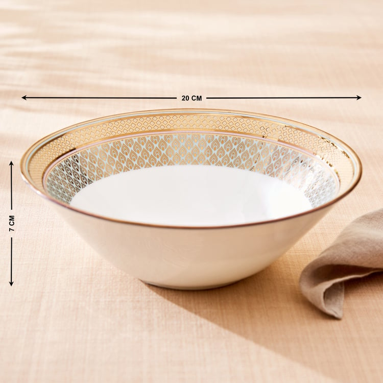 Midas Peacock Bone China Printed Serving Bowl - 1L