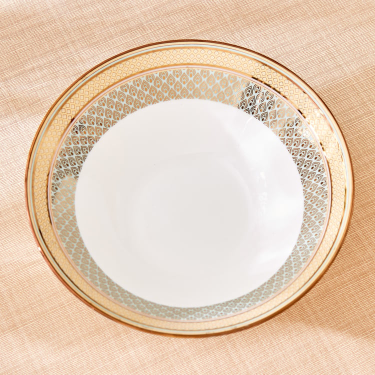 Midas Peacock Bone China Printed Serving Bowl - 1L