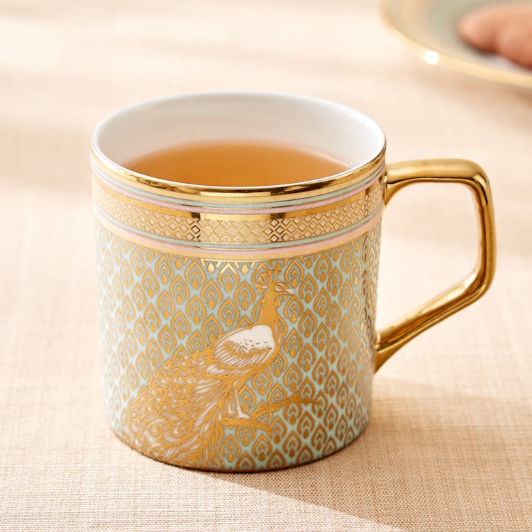 Midas Peacock Bone China Printed Mug - 340ml