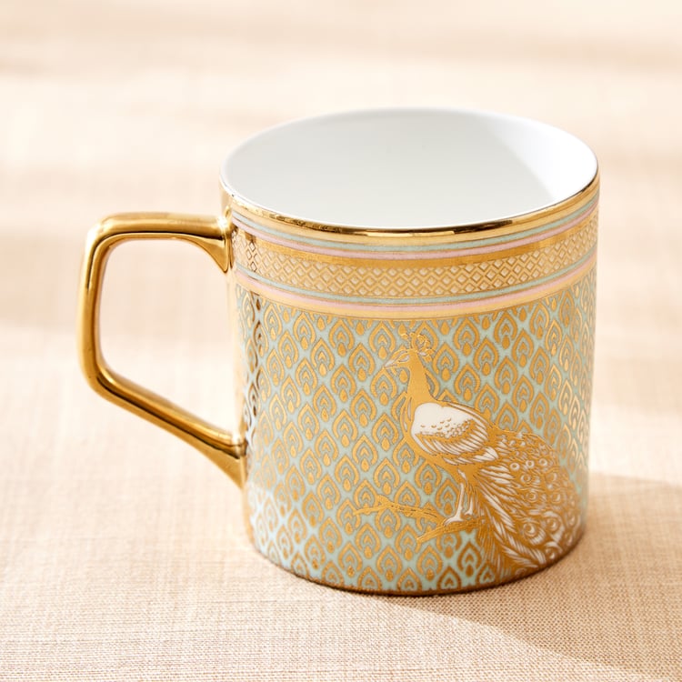 Midas Peacock Bone China Printed Mug - 340ml