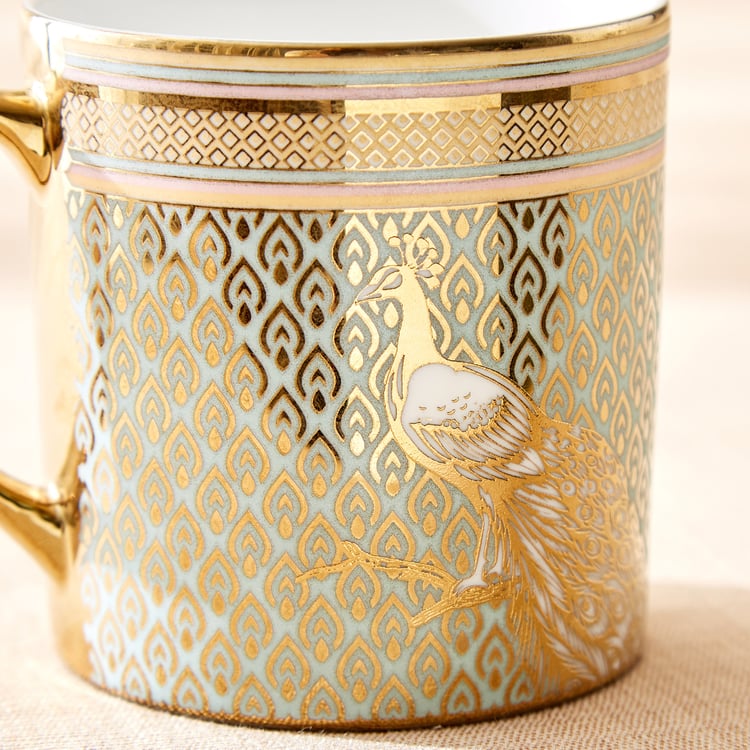 Midas Peacock Bone China Printed Mug - 340ml