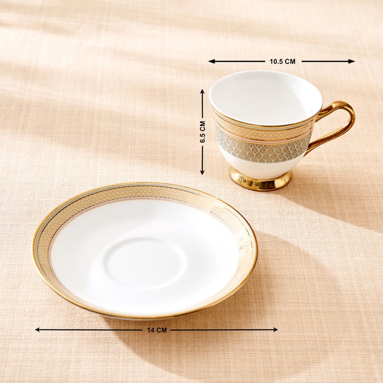 Midas Peacock Bone China Printed Cup and Saucer - 150ml