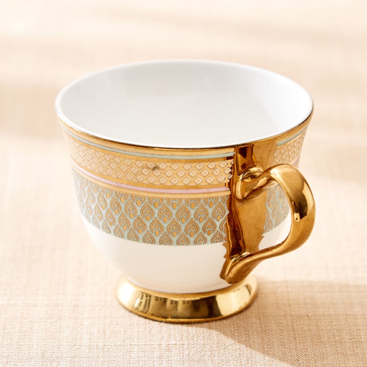 Midas Peacock Bone China Printed Cup and Saucer - 150ml