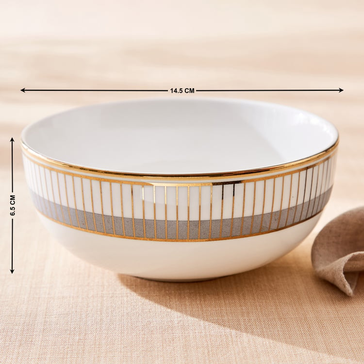 Midas Lotus Bone China Printed Cereal Bowl - 600ml