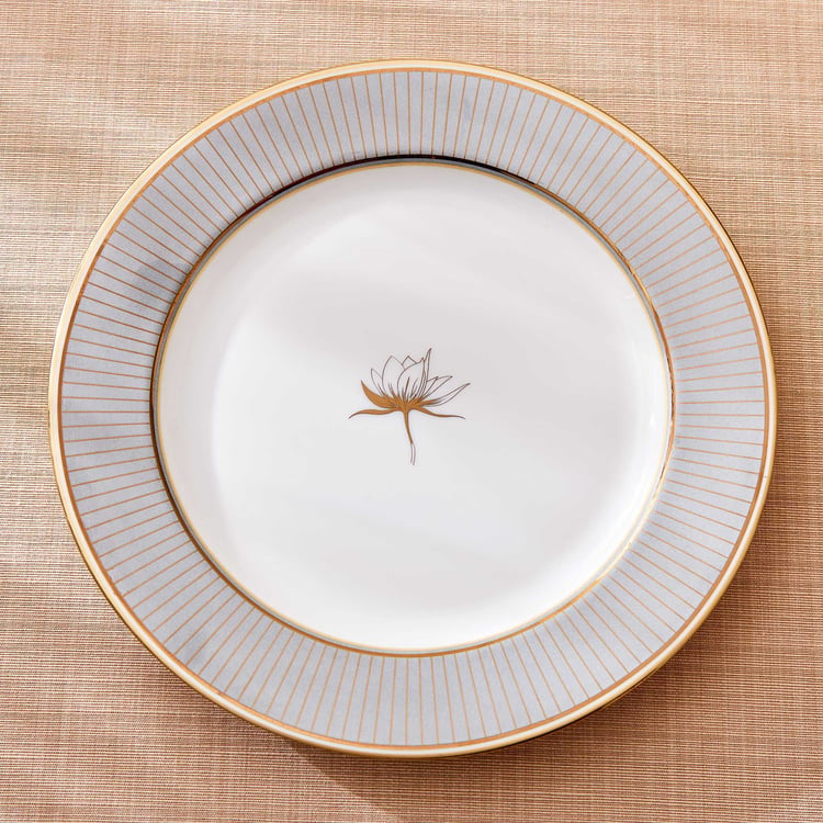 Midas Lotus Bone China Printed Dinner Plate - 28cm