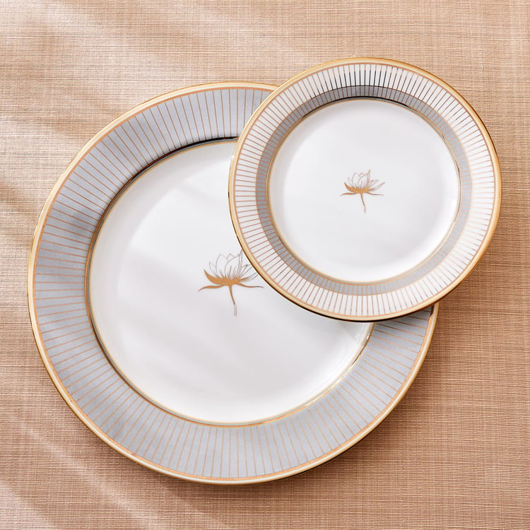 Midas Lotus Bone China Printed Dinner Plate - 28cm