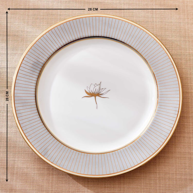 Midas Lotus Bone China Printed Dinner Plate - 28cm