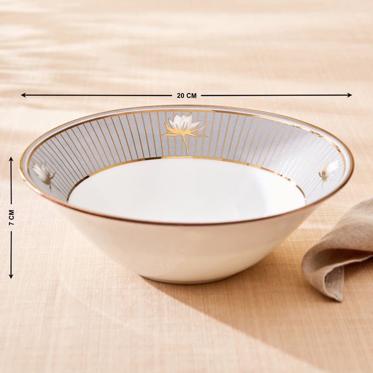 Midas Lotus Bone China Printed Serving Bowl - 1L