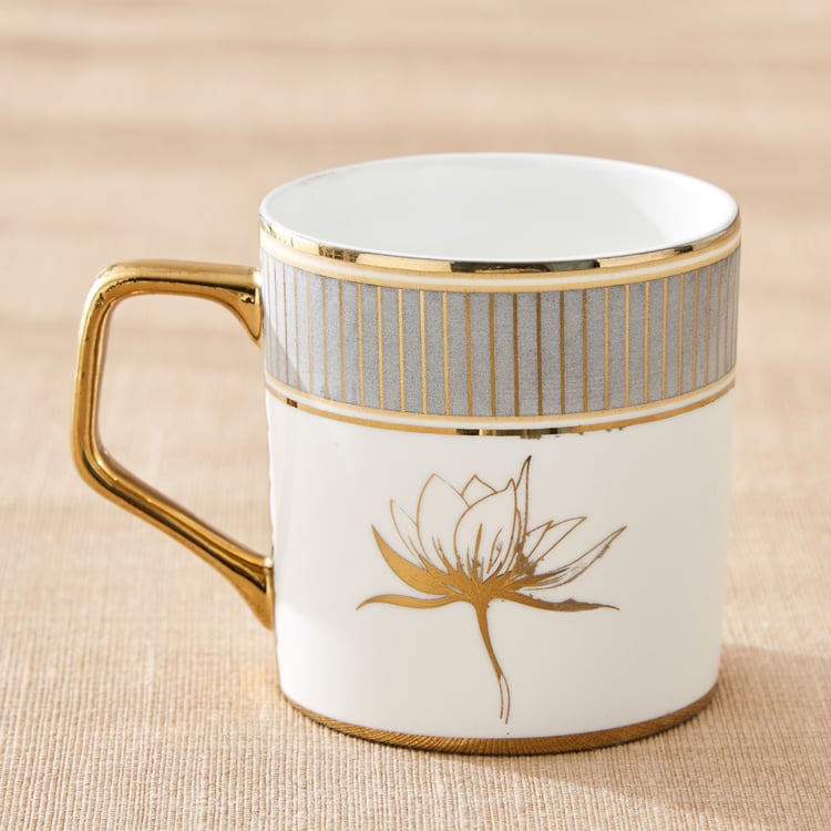 Midas Lotus Bone China Printed Coffee Mug - 230ml
