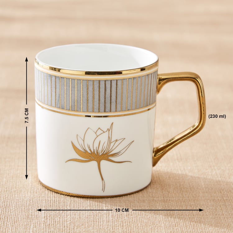 Midas Lotus Bone China Printed Coffee Mug - 230ml