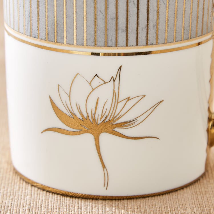 Midas Lotus Bone China Printed Coffee Mug - 230ml