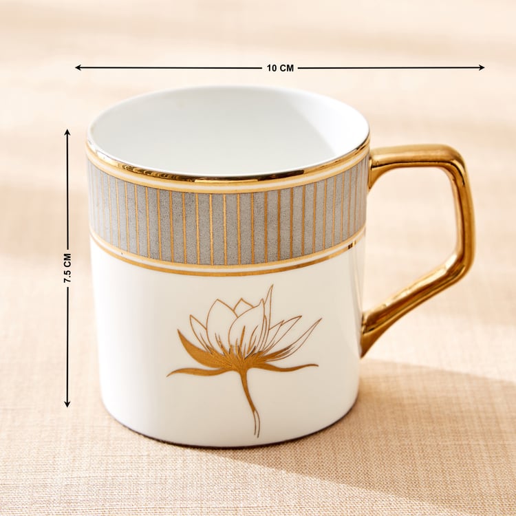 Midas Lotus Bone China Printed Coffee Mug - 340ml