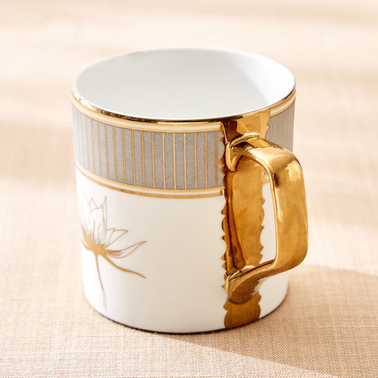 Midas Lotus Bone China Printed Coffee Mug - 340ml
