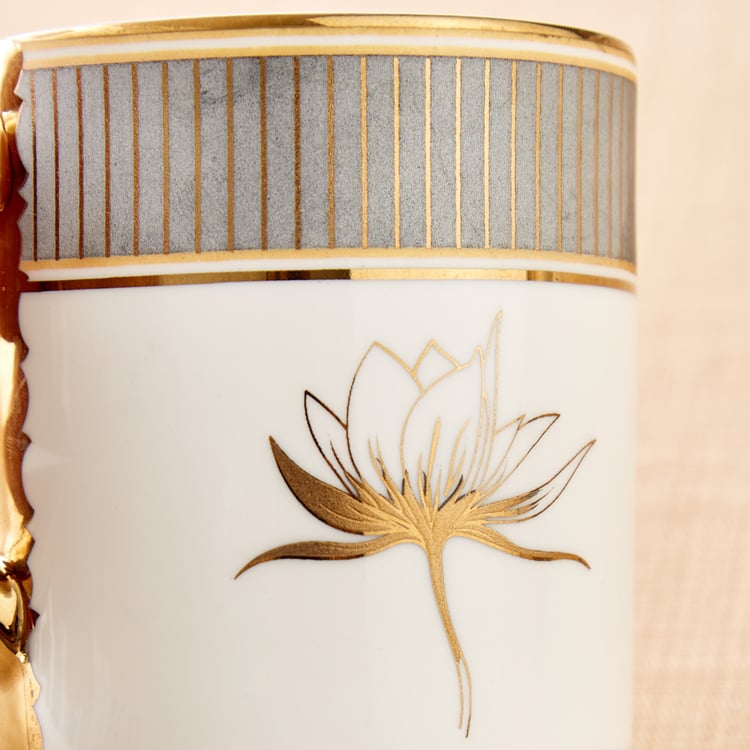 Midas Lotus Bone China Printed Coffee Mug - 340ml