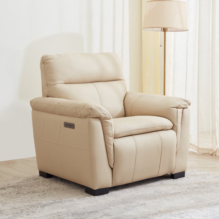 Senorita Half Leather 1-Seater Electric Recliner - Ivory