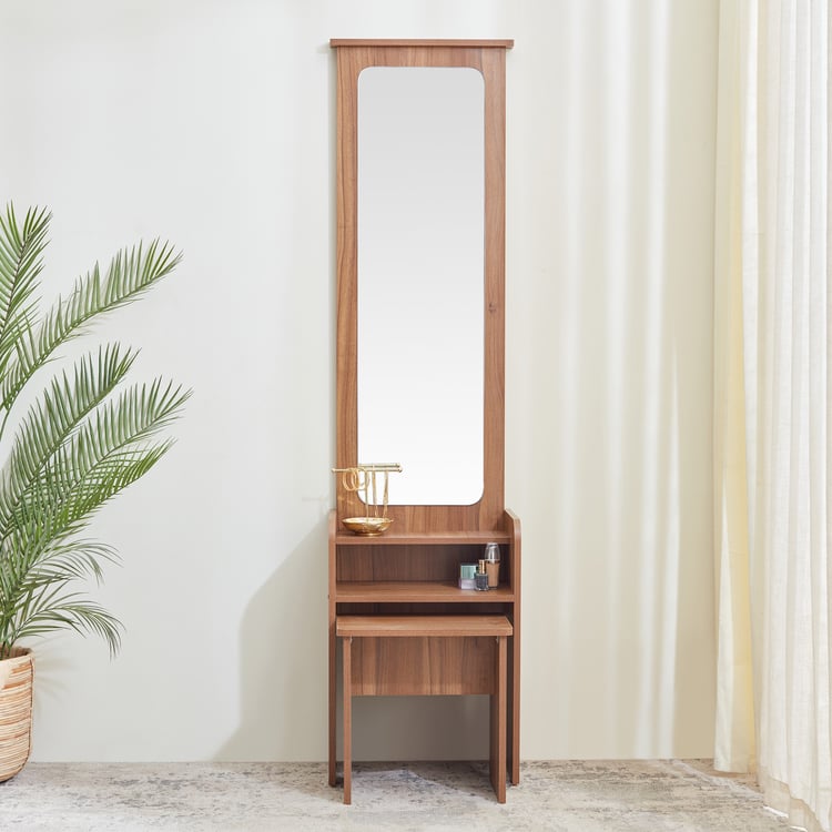 Helios David Dresser Mirror with Stool -  Teak