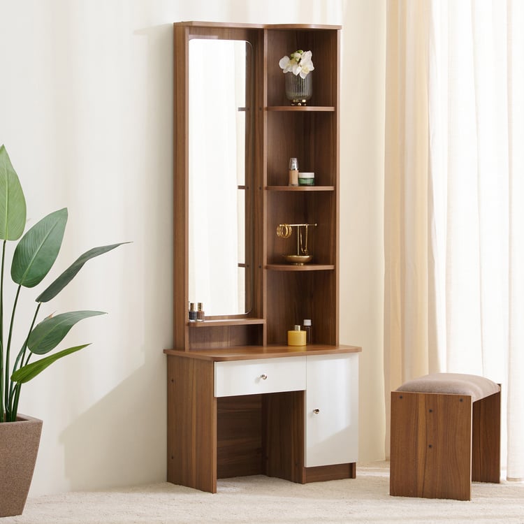 Helios Nolan Dresser with Mirror and Stool - Teak