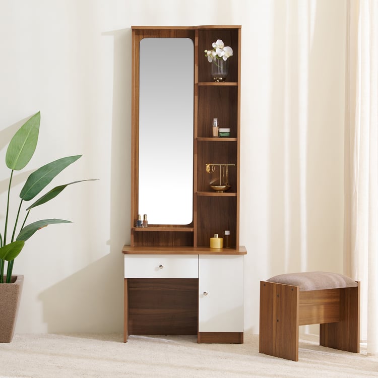 Helios Nolan Dresser with Mirror and Stool - Teak