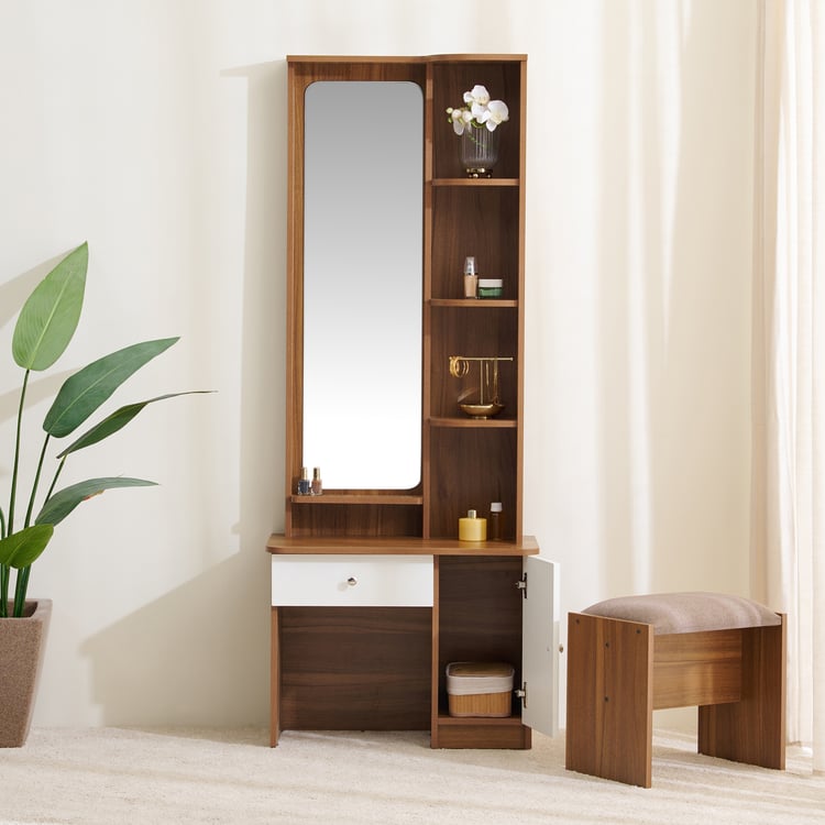 Helios Nolan Dresser with Mirror and Stool - Teak