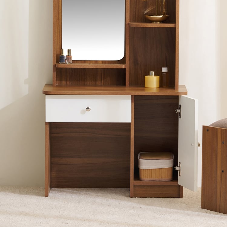 Helios Nolan Dresser with Mirror and Stool - Teak