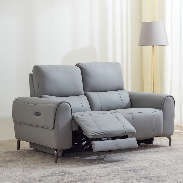 Amigo Half Leather 2-Seater Electric Recliner - Grey