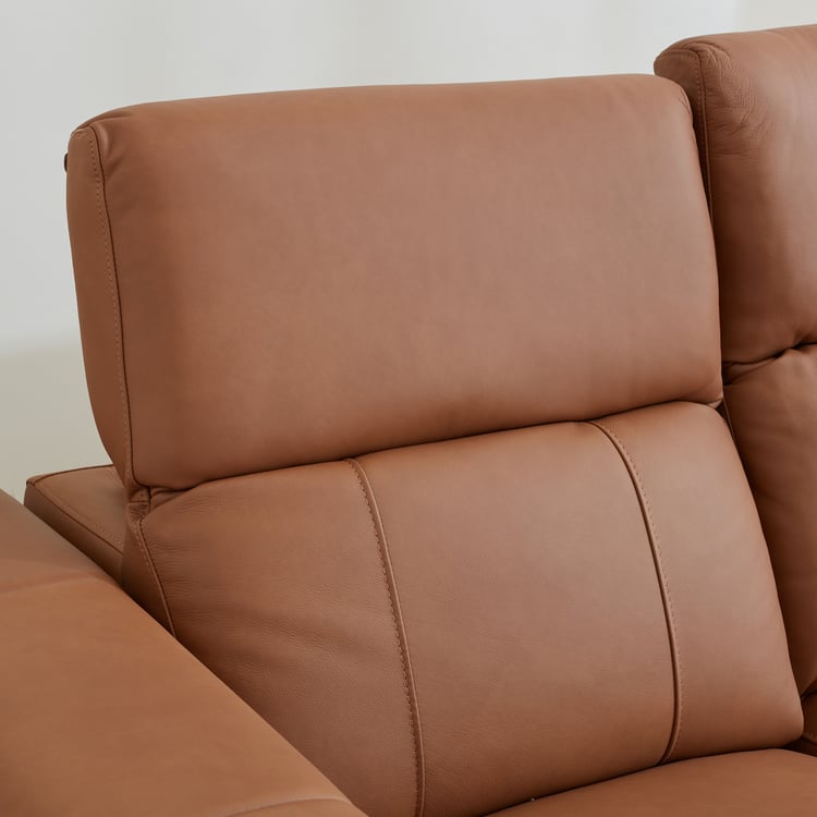 Martian Half Leather 3-Seater Electric Recliner - Tan