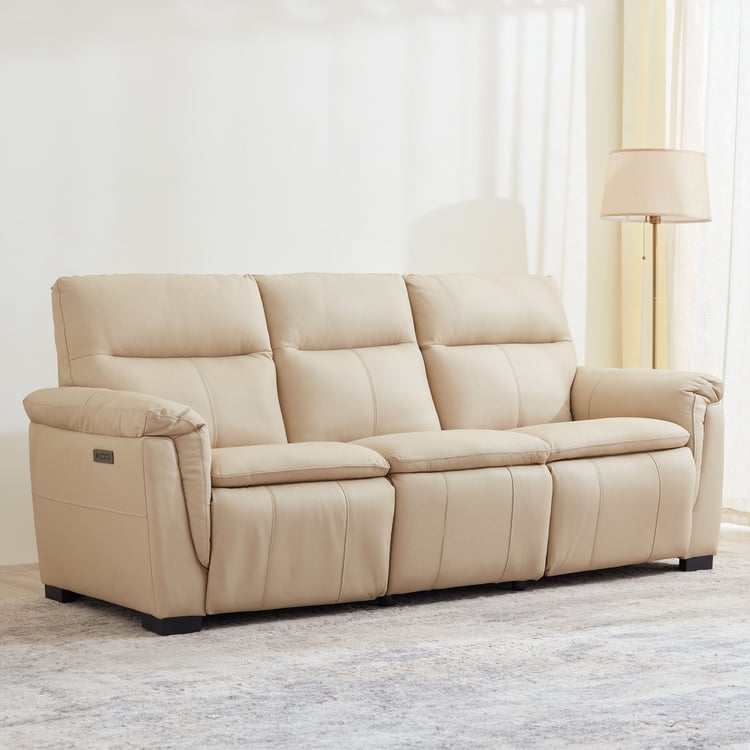 Senorita Half Leather 3-Seater Electric Recliner - Ivory