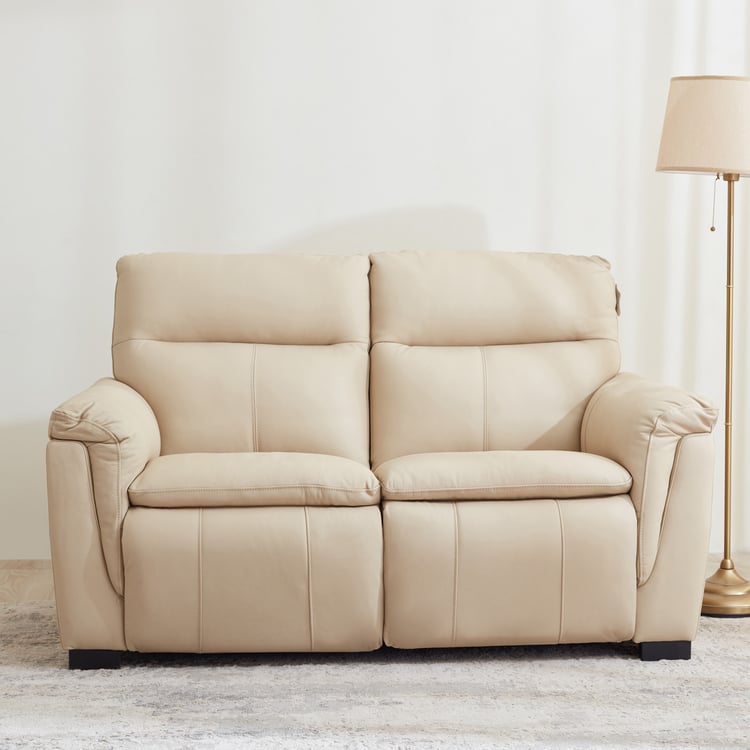 Senorita Half Leather 2-Seater Electric Recliner - Ivory