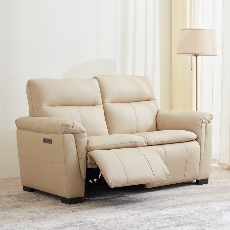 Senorita Half Leather 2-Seater Electric Recliner - Ivory