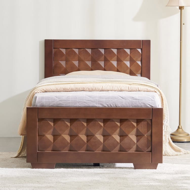 Helios Lisbon Kane Solid Wood Single Bed - Walnut