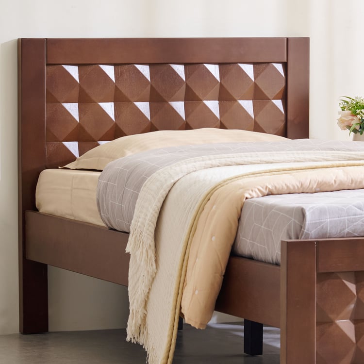 Helios Lisbon Kane Solid Wood Single Bed - Walnut