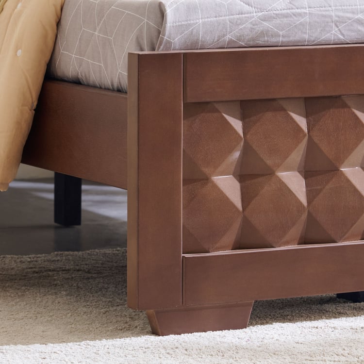 Helios Lisbon Kane Solid Wood Single Bed - Walnut