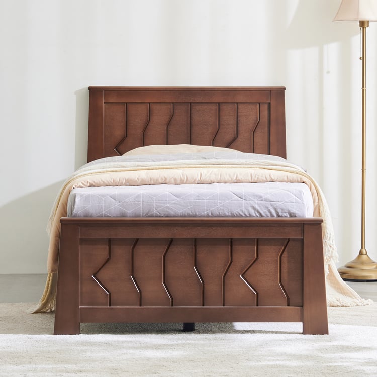 Helios Lisbon Yuri Solid Wood Single Bed - Walnut