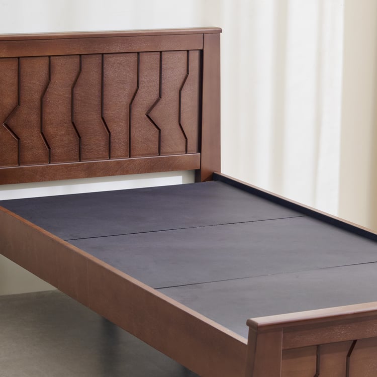 Helios Lisbon Yuri Solid Wood Single Bed - Walnut