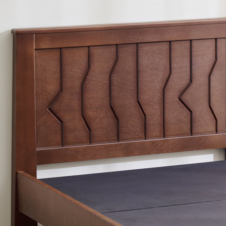 Helios Lisbon Yuri Solid Wood Single Bed - Walnut