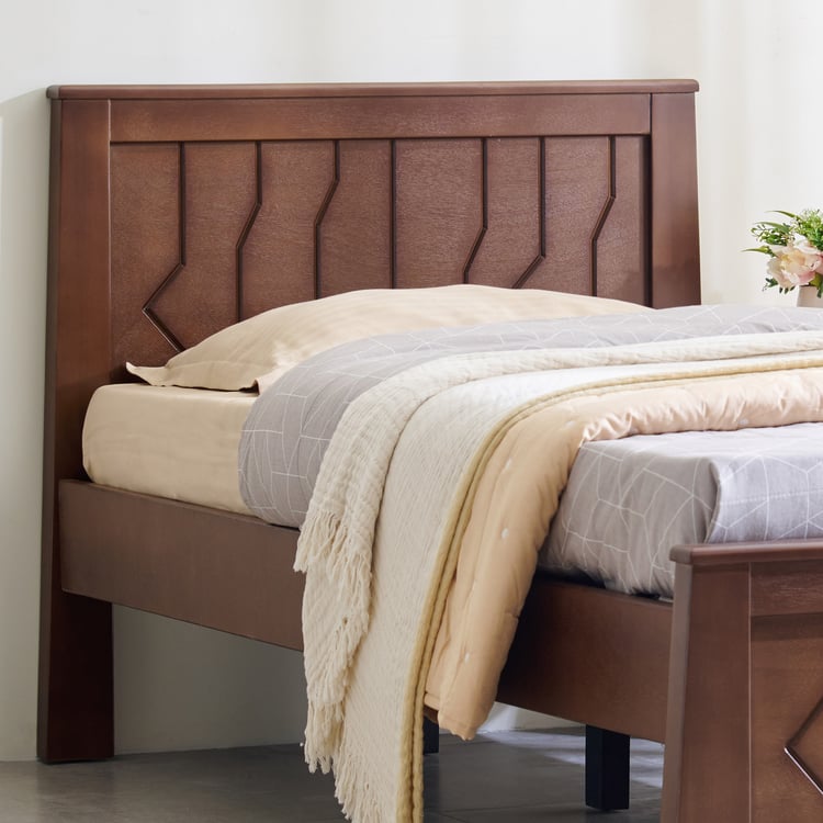 Helios Lisbon Yuri Solid Wood Single Bed - Walnut