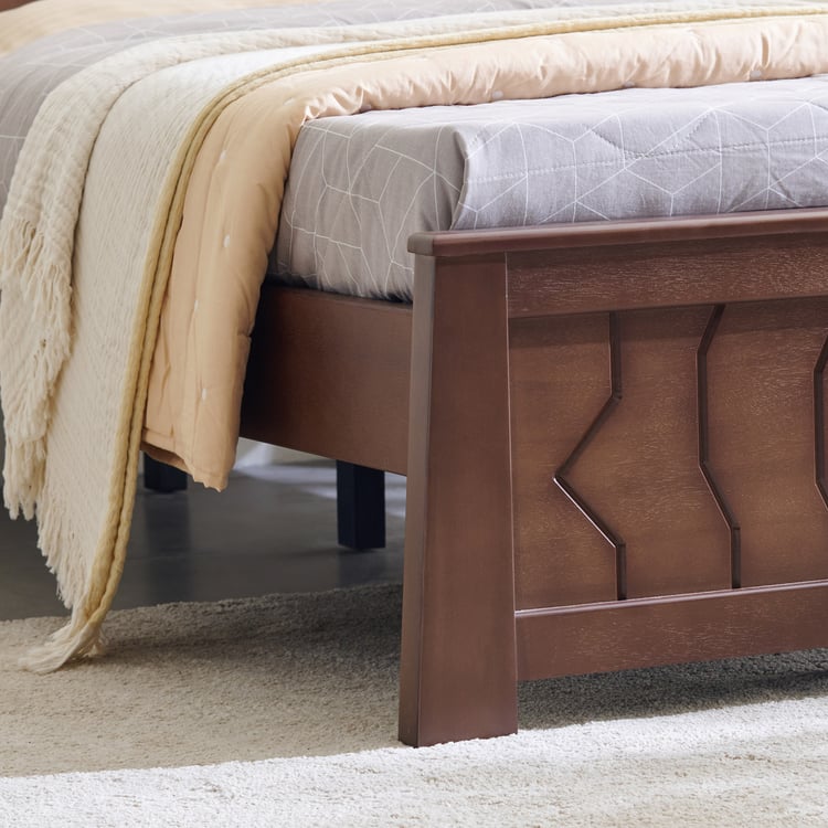 Helios Lisbon Yuri Solid Wood Single Bed - Walnut