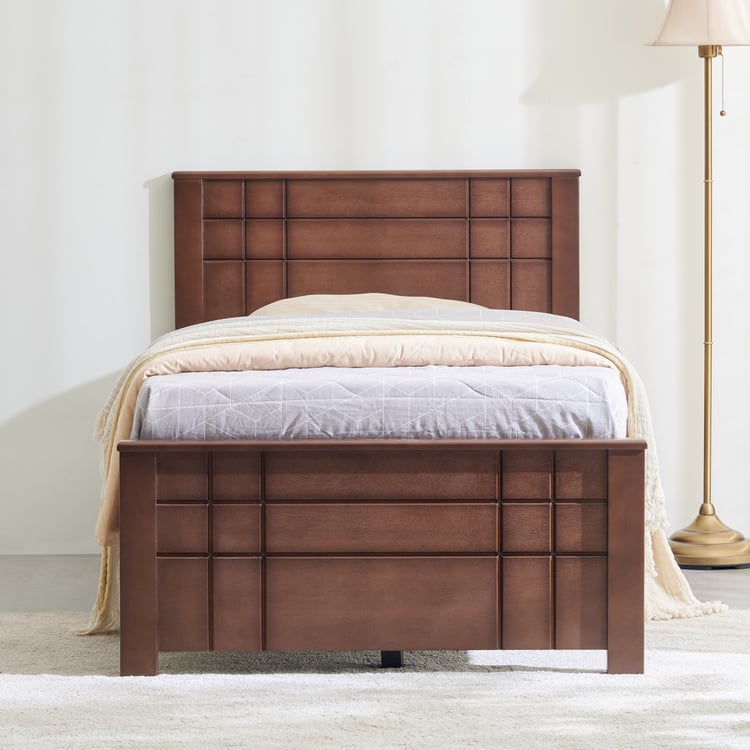 Helios Lisbon Remi Solid Wood Single Bed - Walnut