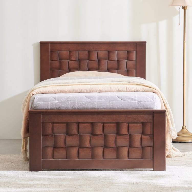 Helios Lisbon Paul Solid Wood Single Bed - Walnut