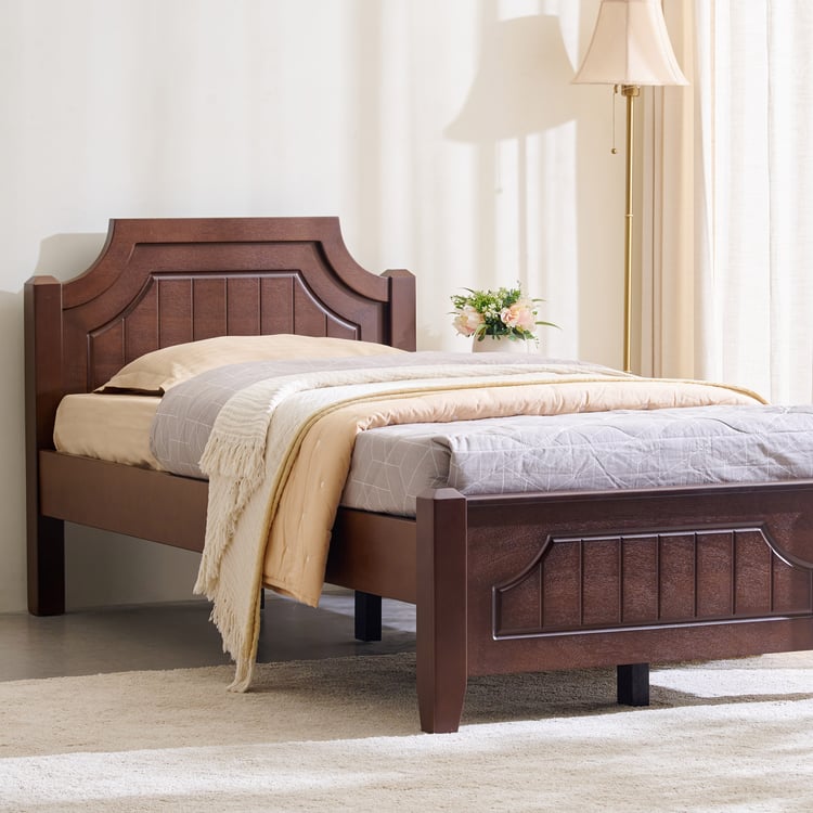 Helios Lisbon Nico Solid Wood Single Bed - Walnut