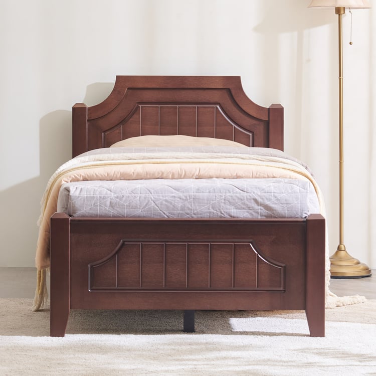 Helios Lisbon Nico Solid Wood Single Bed - Walnut