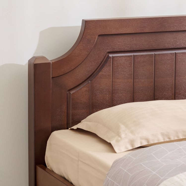 Helios Lisbon Nico Solid Wood Single Bed - Walnut