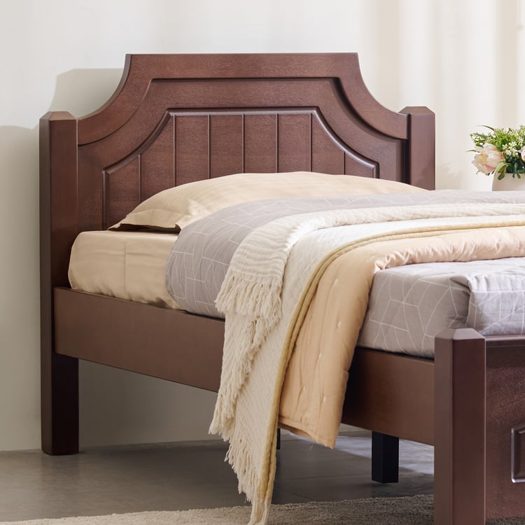 Helios Lisbon Nico Solid Wood Single Bed - Walnut