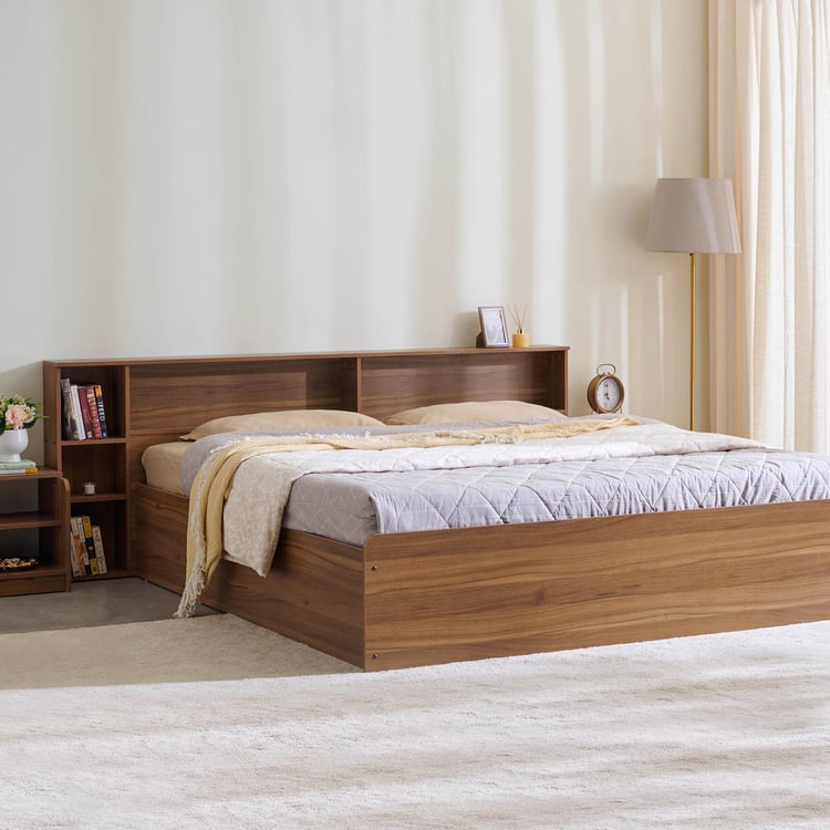 Helios David King Bed with Box Storage - Teak