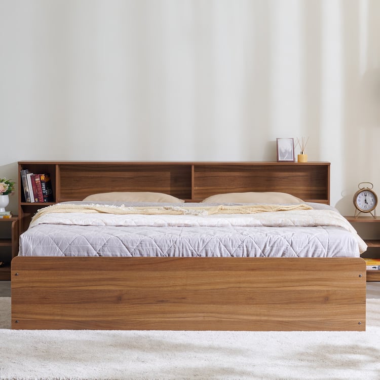 Helios David King Bed with Box Storage - Teak