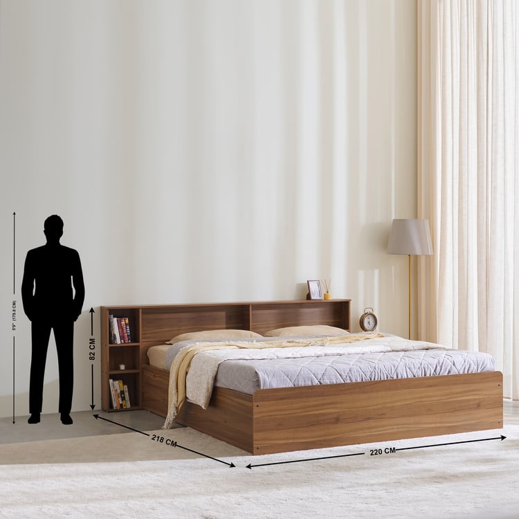 Helios David King Bed with Box Storage - Teak