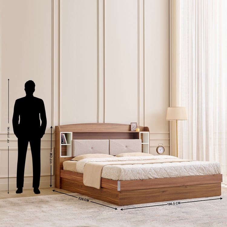 Helios Nolan Robin King Bed with Hydraulic Storage - Teak