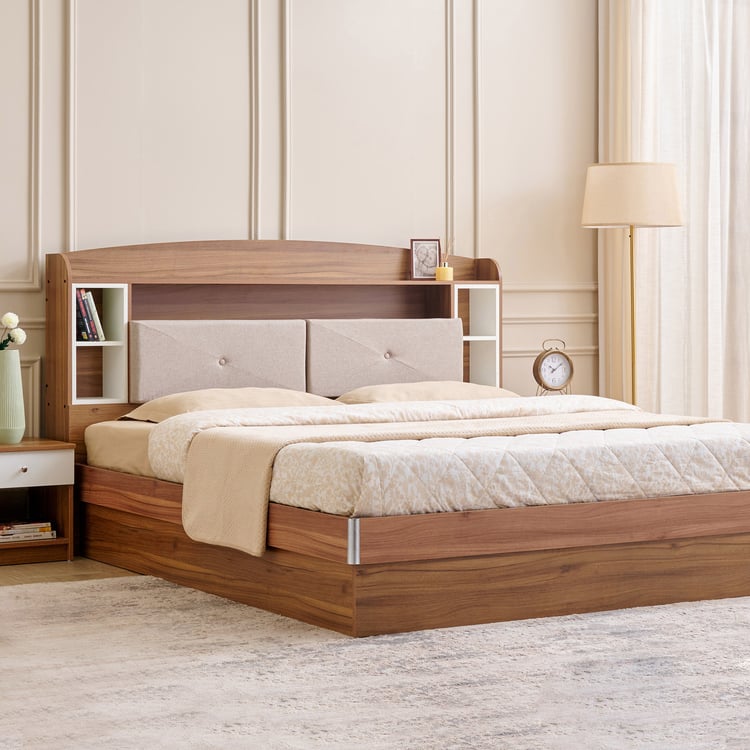 Helios Nolan Robin Queen Bed with Hydraulic Storage - Teak