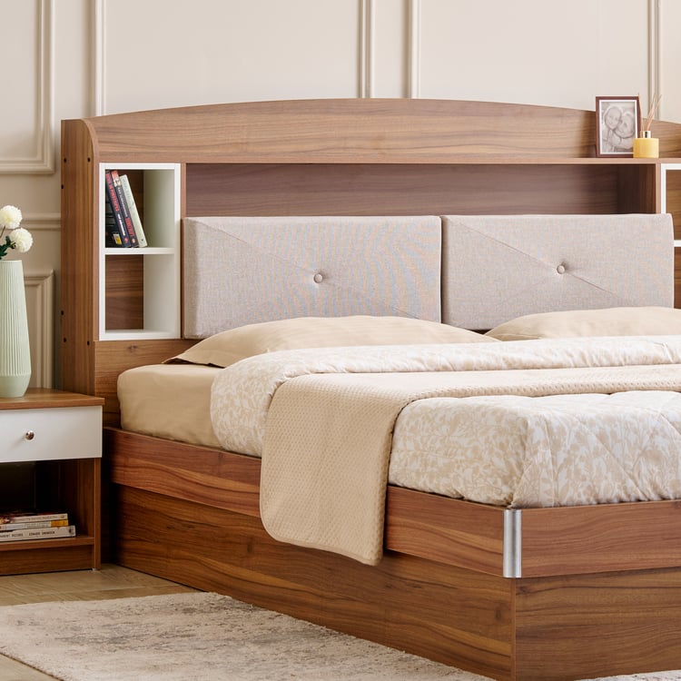 Helios Nolan Robin Queen Bed with Hydraulic Storage - Teak