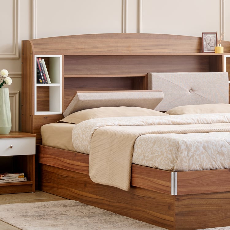 Helios Nolan Robin Queen Bed with Hydraulic Storage - Teak